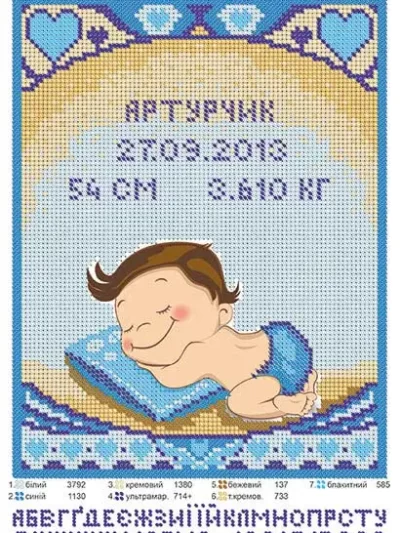Гоблен с мъниста "Метрика за момче"